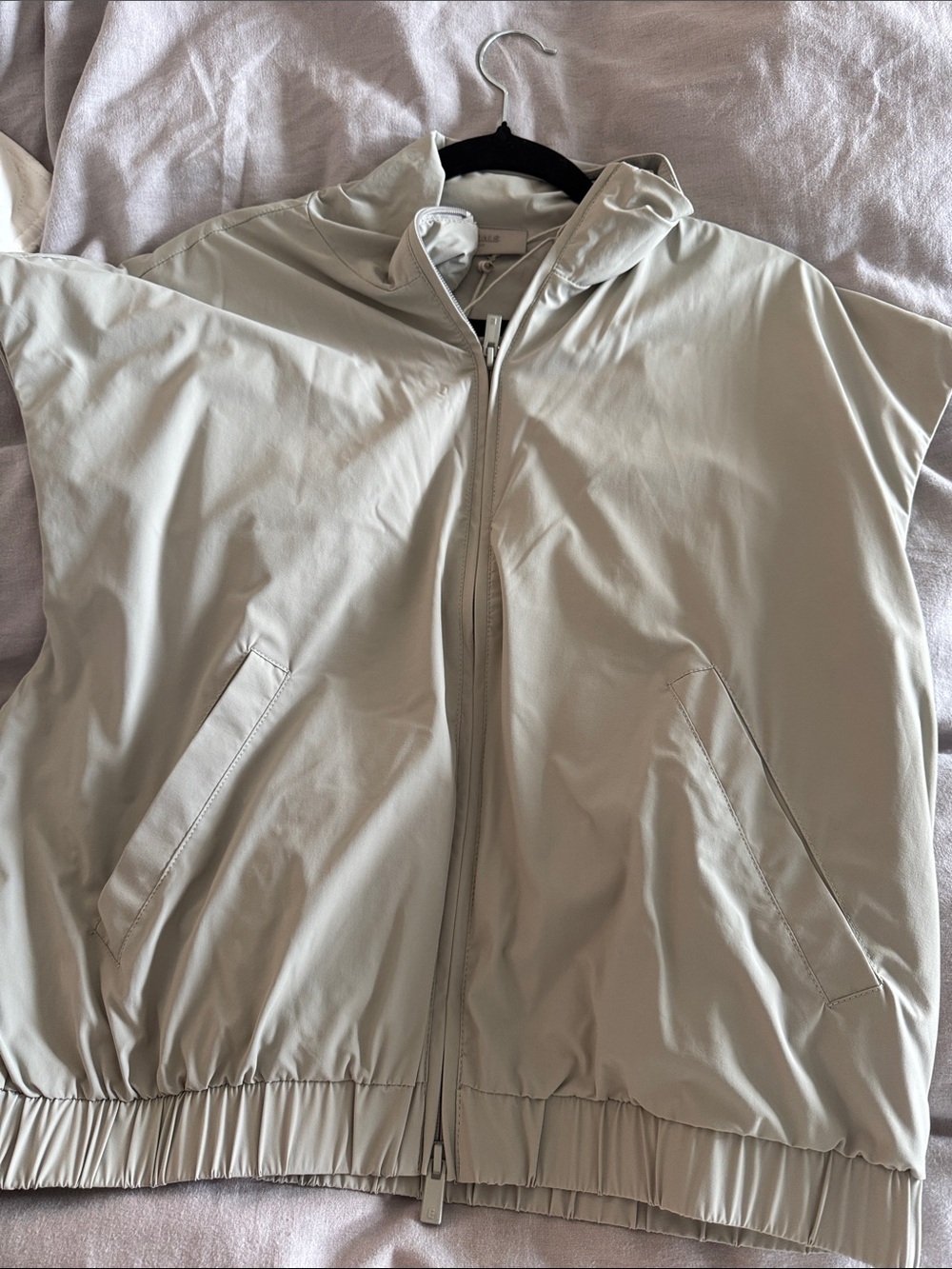 Essentials Light Beige Hooded Windbreaker Jacket